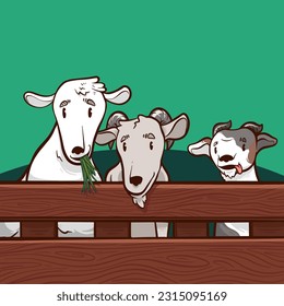 Group of goats illustration cartoon vector