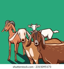 Group of goats illustration  cartoon vector for eid al adha