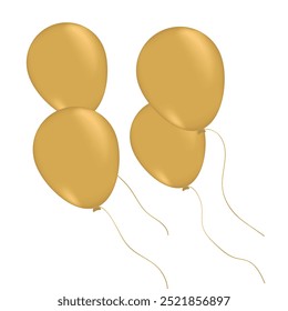 Group of Gold Air Balloons Flying. Realistic Vector. New Year, Victory Decoration.