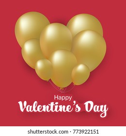 Group of gold balloons Valentine's Day Card, Love and 
Valentine's Day concept, Vector illustration