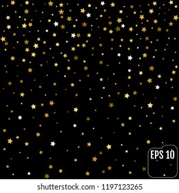 Group of gold star decoration christmas happy new year isolated on black background object design on top view