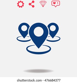 Group of GPS  vector icon on grey background.