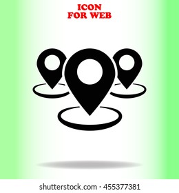 Group of GPS  web icon. Black illustration on white background
