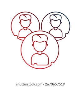 Group gradient outline icon with white background vector stock illustration