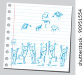 Group of graduates tossing caps