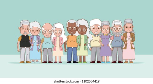 Group of grandparents cartoons