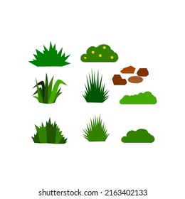 Group of grass for vector element design such as bush, stone, grasses etc