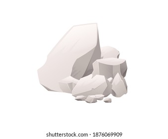 Group of gray stones and rocks different sizes and shapes flat vector illustration isolated on white background cartoon style design item for games