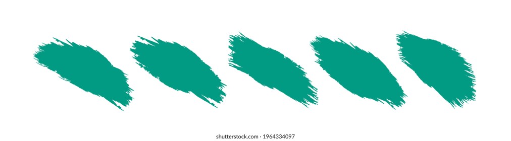 Group of green brush ink design on white background.