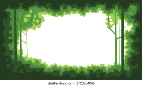 Group of green leaf frame on white