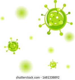 Group of green round virus with suckers flying on air, concept illustration of coronavirus isolated