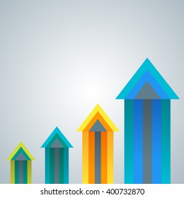 Group of growing colorful arrow charts. Abstract info graphics template with arrows. Template for work flow layout, diagram,business step options, banner, web design.