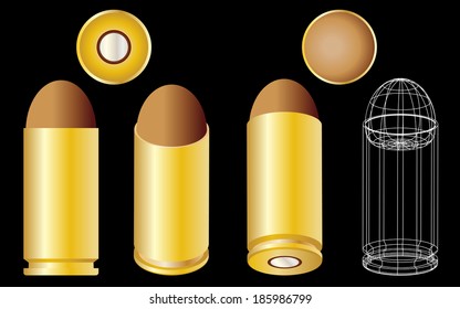 Group of Gun Bullets isolated on black background