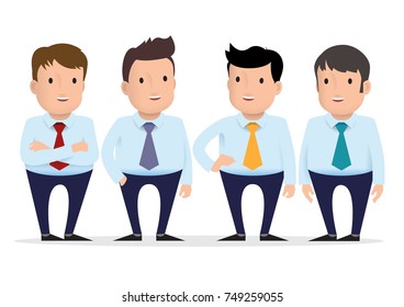 Group of guys in a tie. Set of characters on a white background. vector illustration