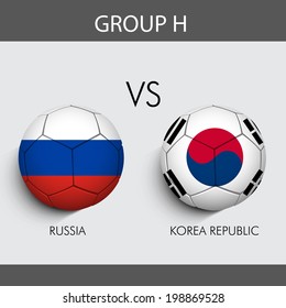 Group H Match Russia v/s South Korea countries flags