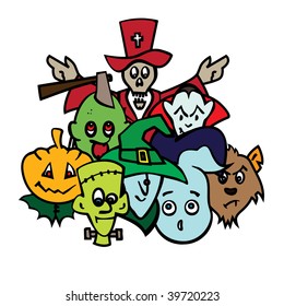 group of halloween characters