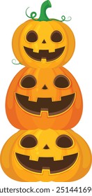 A group of Halloween pumpkin vector horror on white background, Jack-o-Lantern on white background. Scary pumpkin