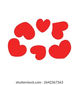 a group of hand draw hearts; group of chaotic arranged red hearts to prin on festive decorationl cards; greeting; invitation; t-shirts; 