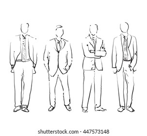 Group Of Hand Drawn Business People