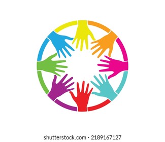 Group of Hands with Colorful Color Forming a Circle Shape Illustration