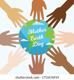 Group of hands of different colors and nationalities with a globe. Hands with earth isolated on white backgorund. Diversity concept design. Vector stock