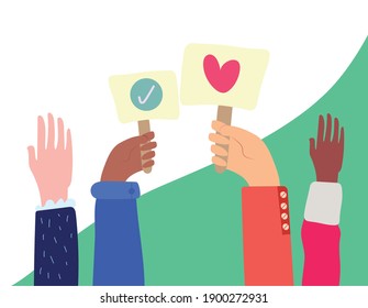 group of hands friendship lifting banner and card drawn style vector illustration design