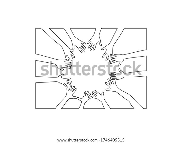 Group Hands Line Drawing Vector Illustration Stock Vector Royalty Free 1746405515 Shutterstock 1981