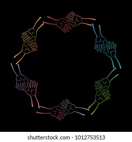Group of Hands Together. Vector illustration