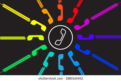 Group of Handset telephone icon. Colorful Flat design vector illustration
