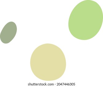 Grupo de puntas manuscritas. Varios puntos redondos. Piedras planas verdes, grises y beige. Círculos de mano libre. Puntos lisos. Formas simples. Resumen de clipart para crear el fondo de la plantilla. Activo de diseño moderno
