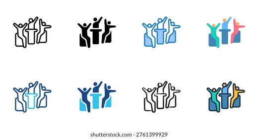 Group hangout icons set multiple style collection. Editable stroke 
