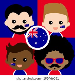 Group of happy Australia's supporters 