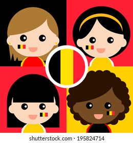 Group of happy Belgium's supporters 