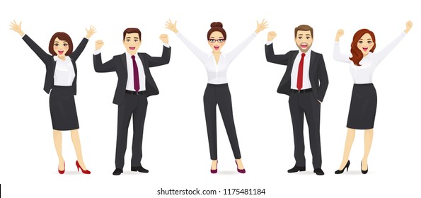 Group of happy business people celebrating vector illustration