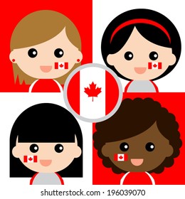 Group of happy Canada's supporters 