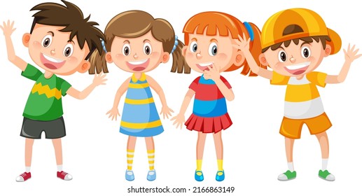 Group Happy Children Cartoon Illustration Stock Vector (Royalty Free ...