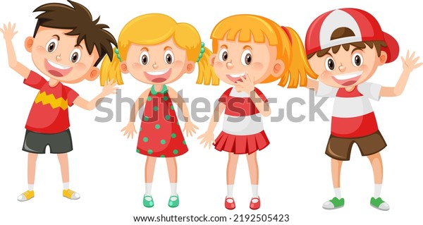 Group Happy Children Cartoon Illustration Stock Vector (Royalty Free ...