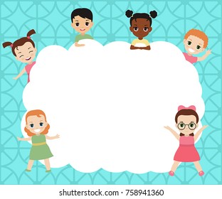 Group of happy children with place for text.