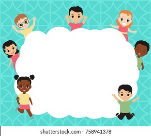 Group of happy children with place for text.