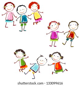 Group Happy Children Playing Stock Vector (Royalty Free) 133099616