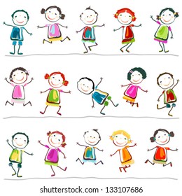 group of happy children playing
