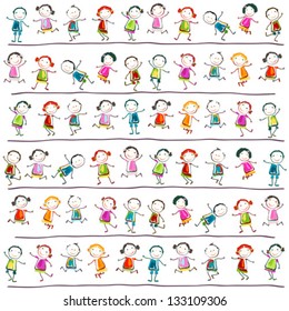 group of happy children playing