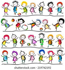 group of happy children playing