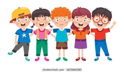 Grupo De Niños Felices Posando