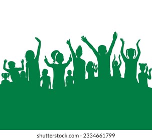 Group of happy children, silhouette. School kids. Vector illustration