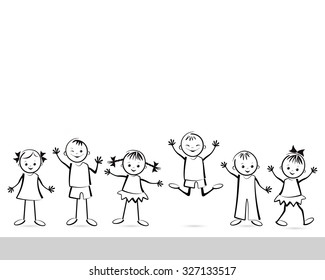 Group of happy children. Vector illustration.