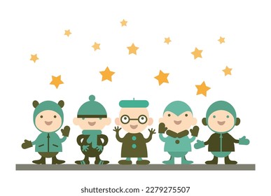 A group of happy children watching the miracle at night