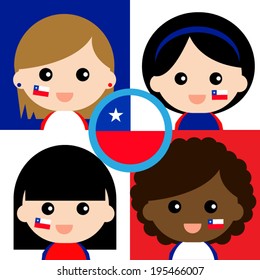 Group of happy Chile's supporters 