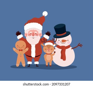group of happy christmas characters