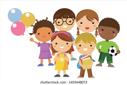 Group of happy cute children collection